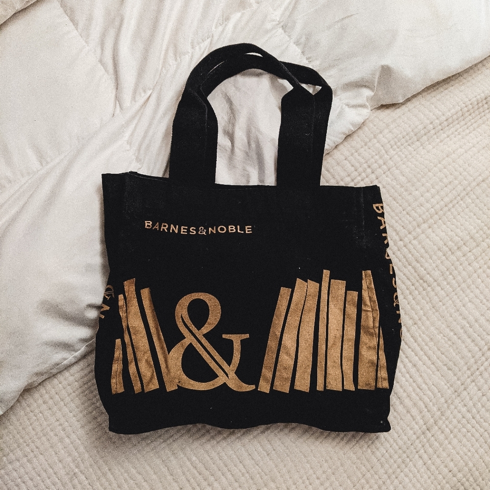 Barnes & Noble Black & Gold Canvas Book Bag